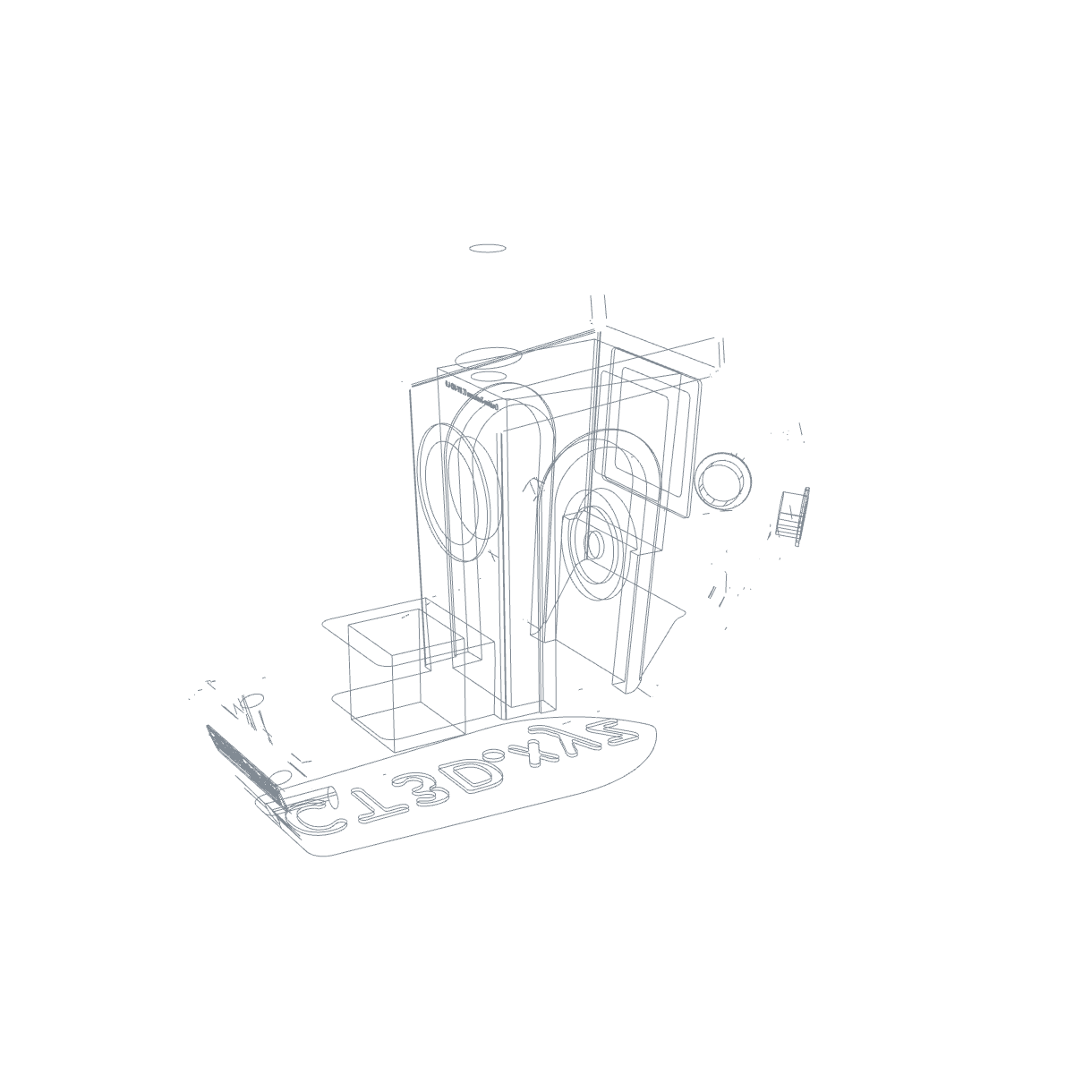 model testowy 3DBenchy na płycie roboczej, drukowany warstwa po warstwie w trakcie przewijania.